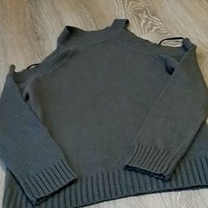 Long sleeve cut off shoulder sweater